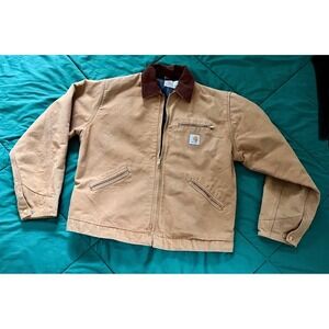 Carhartt J01 BRN Detroit Jacket Brown Duck Canvas Blanket Lined 48 Tall USA Made